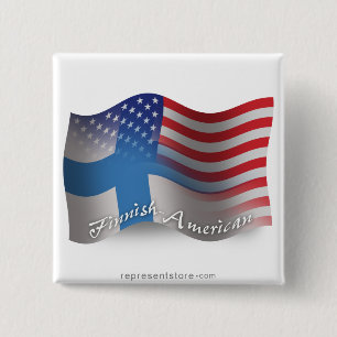 Finse Waving Flag Vierkante Button 5,1 Cm