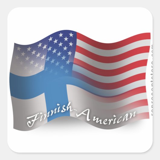 Finse Waving Flag Vierkante Sticker (Voorkant)