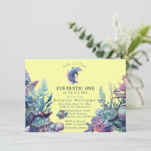 Fintastic een moderne rustieke Waterverf Baby show Kaart