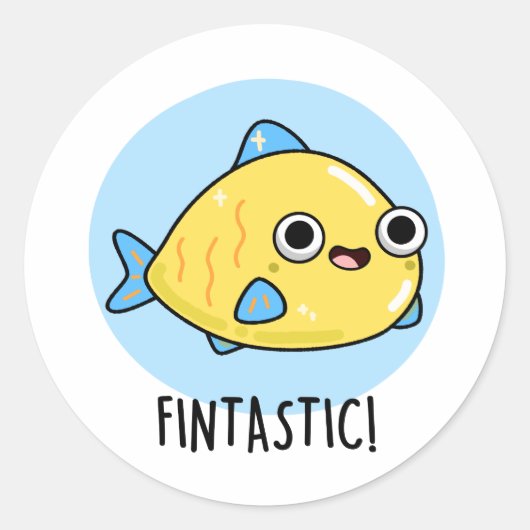 Fintastic Funny Fish Pun Ronde Sticker (Voorkant)