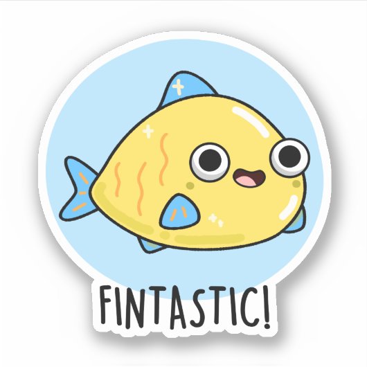 Fintastic Funny Fish Pun Sticker (Voorkant)