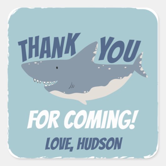 Fintastic Happy Shark Birthday Dank je wel Vierkante Sticker (Voorkant)