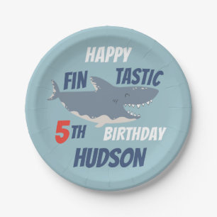 Fintastic Happy Shark Birthday Party, elke leeftij Papieren Bordje