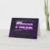 Finya prénom carte rétro lilas anniversaire (Devant)