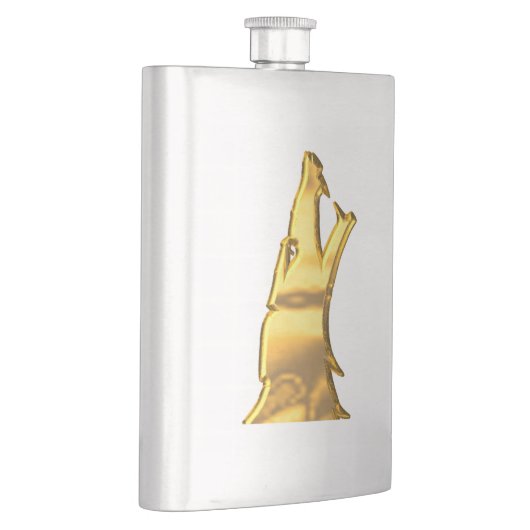 Fiole en acier inoxydable Golden Wolf Head (Droite)