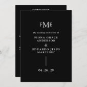 Fiona Black Bold Monogram Moderne bruiloft Programma (Voorkant / Achterkant)