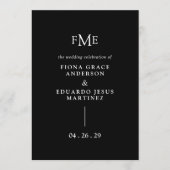 Fiona Black Bold Monogram Moderne bruiloft Programma (Voorkant)