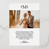 Fiona Bold Monogram Moderne bruiloft Folie Uitnodiging (Achterkant)