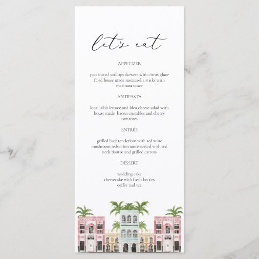 FIONA Charleston SC Rainbow Row Menu Kaart (Voorkant)