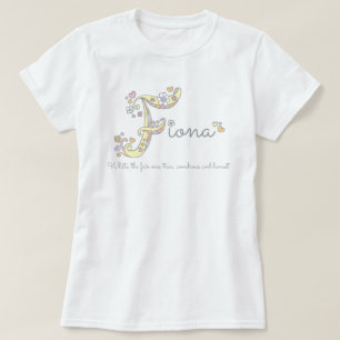 Fiona meisjes F naam betekent monogram t-shirt