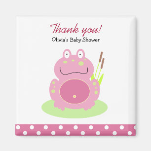 Fiona the Pink Pond Frog Baby shower Favor Magnet Magneet