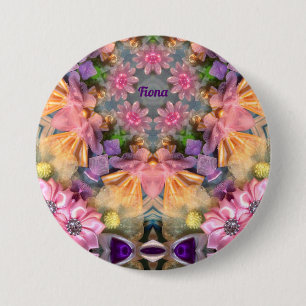 FIONA ~ Tinten geel, paars, roze, blauw ~ Ronde Button 7,6 Cm