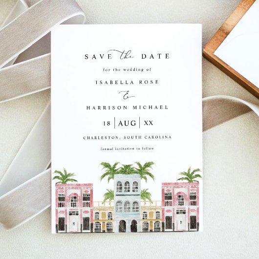 FIONA Waterverf Charleston SC Opslaan Datum Kaart