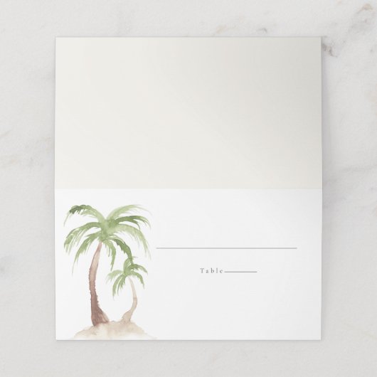 FIONA Waterverf Palm Tree Tropical Beach Guest (Buitenkant ongevouwen)