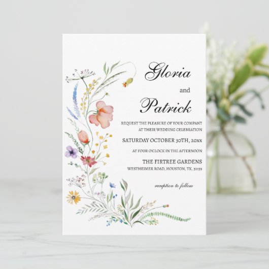 Fiona Wildflower in bloei bloemenbruiloft Kaart (Staand voorkant)