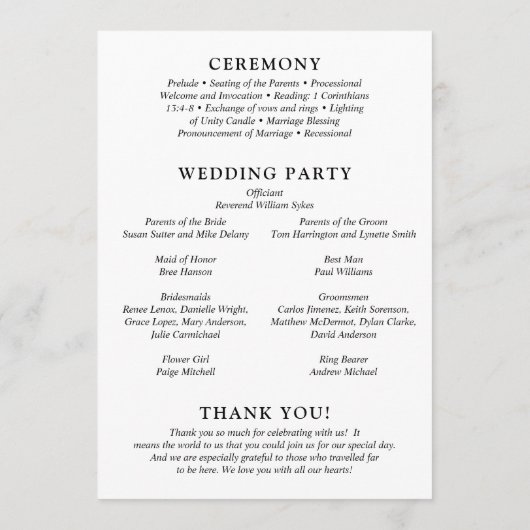 Fiona zwart-wit Bold Monogram Moderne bruiloft Programma (Achterkant)