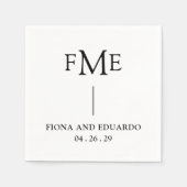 Fiona zwart-wit Bold Monogram Moderne bruiloft Servet (Voorkant)