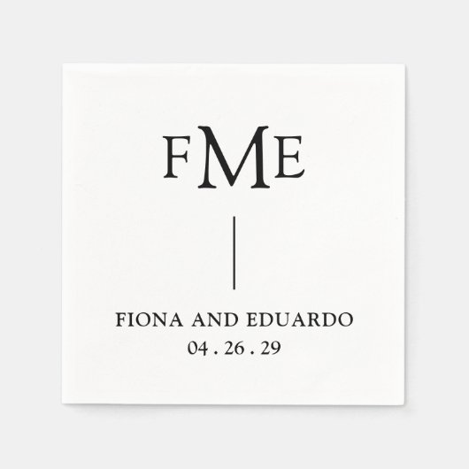 Fiona zwart-wit Bold Monogram Moderne bruiloft Servet (Voorkant)