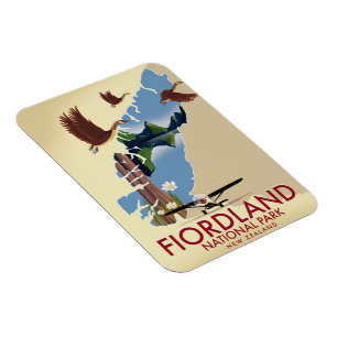Fiordland National Park New Zealand Reisposter Magneet