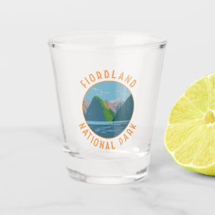 Fiordland National Park Nieuw-Zeeland Retro Circle Shot Glas