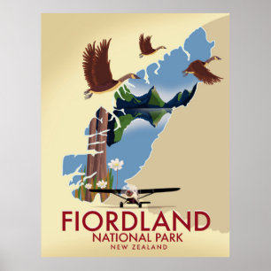 Fiordland National Park Nouvelle-Zélande affiche d