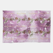 Fir Branches met pinnen op sneeuw Theedoek (Horizontaal)