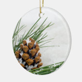Fir Cone avec Flacons de neige rond Ornement de No (Gauche)