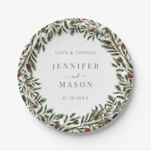 Fir Pine Cones Wreath Christmas Winter Wedding Papieren Bordje