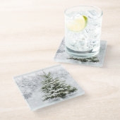 Fir Tree in Thick Snow Glazen Onderzetter (Schuin)