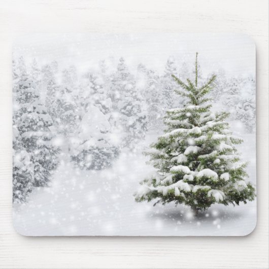 Fir Tree in Thick Snow Muismat (Voorkant)