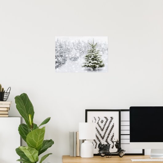 Fir Tree in Thick Snow Poster (Thuiskantoor)