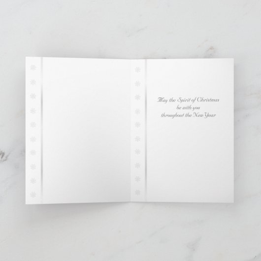Fir Tree Sketch with Silver Snowflake Border Feestdagen Kaart (Binnen)