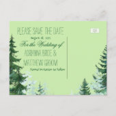 Fir Tree Wedding Save the Date Card Aankondigingskaart (Achterkant)