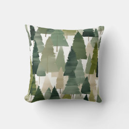 Fir Trees Green Neutrals Modern Art Kussen