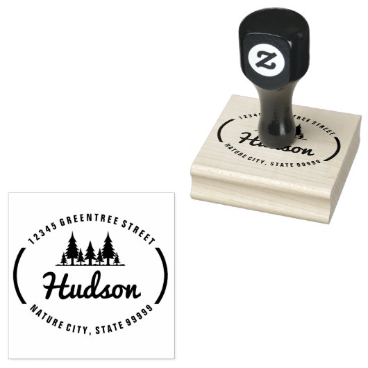 Fir Trees Oval Design ID304 Rubberstempel (Gestempeld)