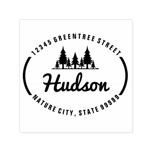 Fir Trees Oval Design ID304 Zelfinktende Stempel (Design)