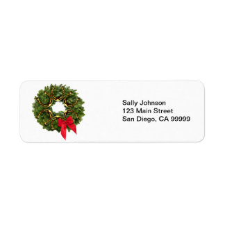 Fir Wreath met Gold Hoefijzers en Red Bow Etiket