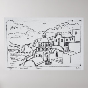 Fira, Eiland Santorini, Griekenland Poster