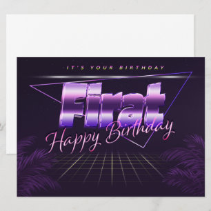 Firat prénom carte rétro lilas pour l'anniversaire