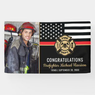 Fire Academy Afstuderen Brandweerman Foto Spandoek