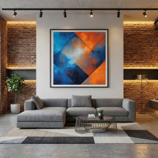 Fire and Blue Abstraction Canvas Afdruk