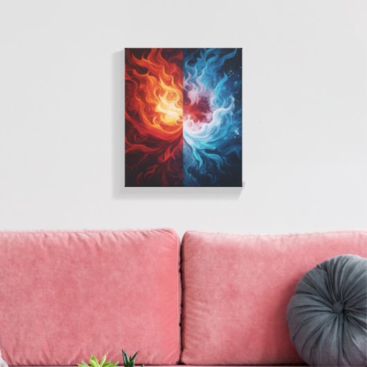 Fire and Ice Abstract Elemental Dualism Art Canvas Afdruk (Insitu (Woonkamer))