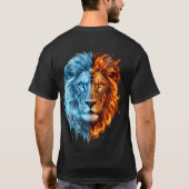 Fire and Ice LION Elemental Typography Art T-Shirt (Dos)
