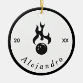 Fire Bowling Black & White elegant Sport Cool Keramisch Ornament (Voorkant)