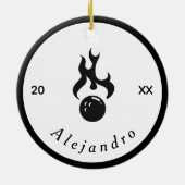 Fire Bowling Black & White elegant Sport Cool Keramisch Ornament (Achterkant)