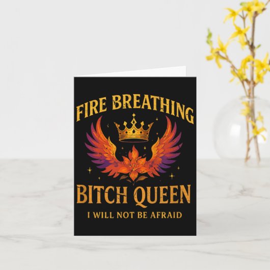 Fire Breathing Queen I Will Not Be Afraid Fantasy  Kaart (Gele Bloem)