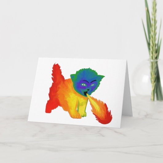 Fire Breathing Rainbow Kitten Carte de voeux (Devant)