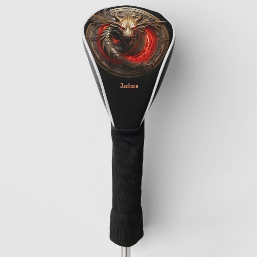 Fire Breathing Red Dragon Personalized Golfheadcover (Voorkant)