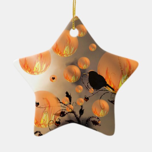 Fire Bubbles Star Keramisch Ornament (Voorkant)