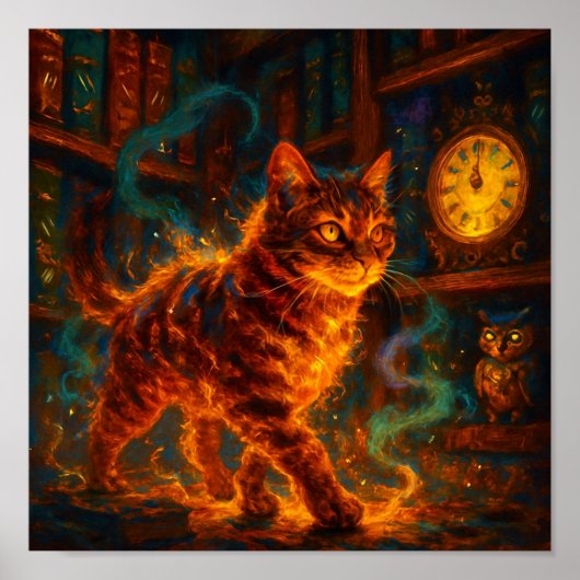 Fire Cat Magic Fantasy Art Poster (Voorkant)